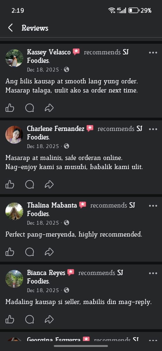 SJ Foodies 5-star customer review on Facebook